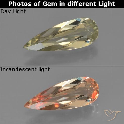 0.93ct طبيعي أصف فاتح جدا دياسبور متغير اللون, شكل الكمثرى, VVS-VS