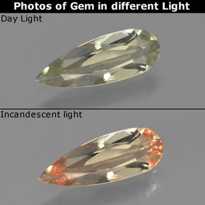 دياسبور متغير اللون أصفر فاتح طبيعي، شكل الكمثرى، 0.87 قيراط، VVS-VS