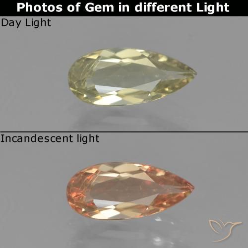 0.80ct طبيعي أصفر باهت جدا دياسبور متغير اللون, شكل الكمثرى, قليلا جدا