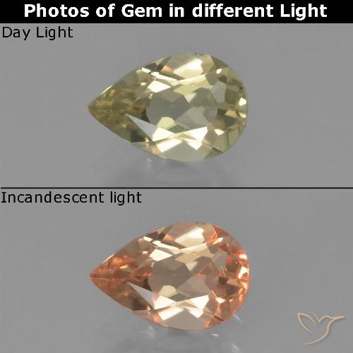 0.75ct طبيعي أصفر باهت دياسبور متغير اللون, شكل الكمثرى, قليلا جدا