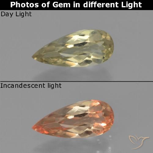 0.65ct طبيعي أصفر فاتح دياسبور متغير اللون, شكل الكمثرى, VVS