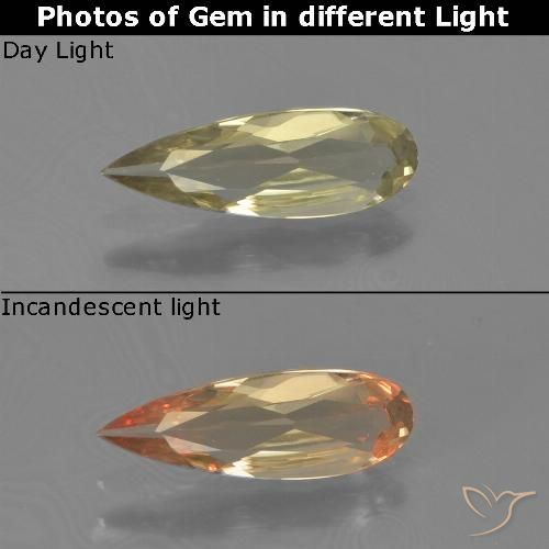 0.62ct طبيعي أصفر باهت دياسبور متغير اللون, شكل الكمثرى, VVS