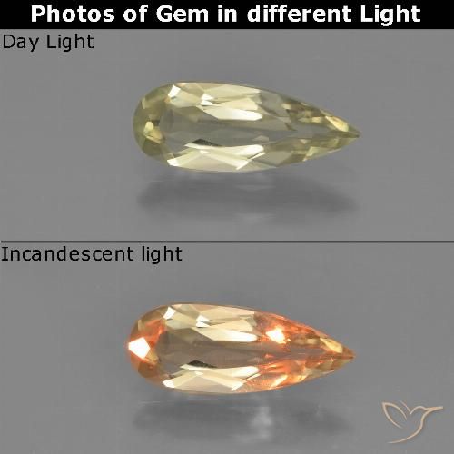 1.05ct طبيعي أصفر فاتح دياسبور متغير اللون, شكل الكمثرى, VVS-VS