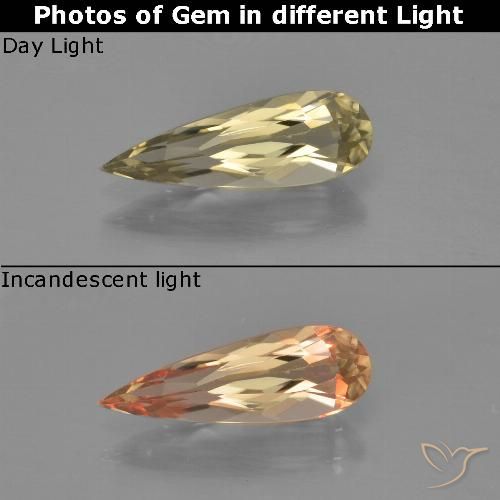 1.03ct طبيعي أصفر ترابى دياسبور متغير اللون, شكل الكمثرى, VVS-VS