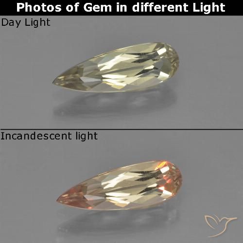 0.94ct طبيعي أصفر-ذهبى فاتح جدا دياسبور متغير اللون, شكل الكمثرى, VVS-VS