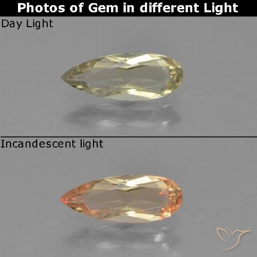 0.84ct طبيعي بيج أصفر دياسبور متغير اللون, شكل الكمثرى, VVS-VS