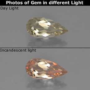 دياسبور متغير اللون أصفر دافئ طبيعي، شكل الكمثرى، 1.17 قيراط، VVS-VS