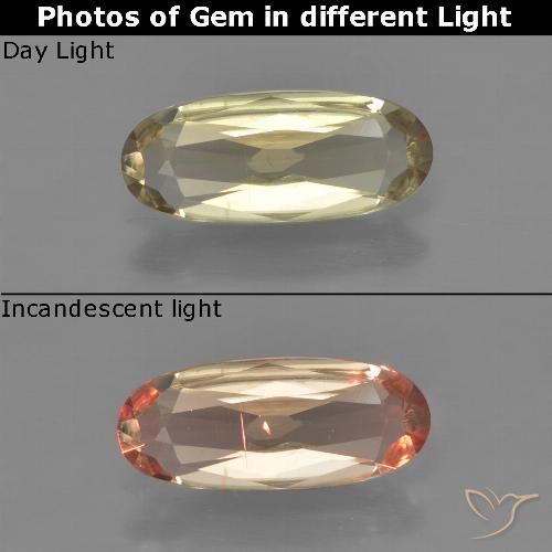 0.87ct طبيعي أصفر دافئ دياسبور متغير اللون, بيضوي, قليلا جدا