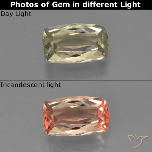 0.95ct طبيعي أصفر بنى دياسبور متغير اللون, وسادة, VVS-VS