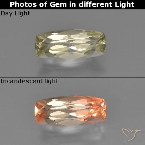 0.93ct طبيعي أصفر باهت جدا دياسبور متغير اللون, وسادة, قليلا جدا