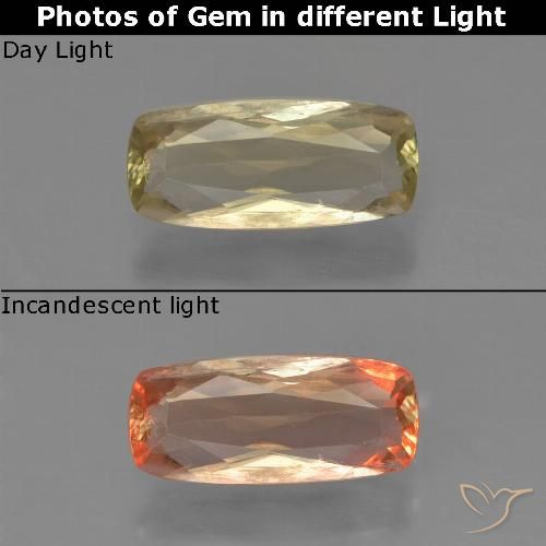 0.95ct طبيعي أصفر دافئ دياسبور متغير اللون, وسادة, قليلا جدا
