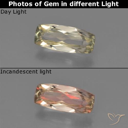 0.64ct طبيعي أصفر-ذهبى فاتح جدا دياسبور متغير اللون, وسادة, VVS