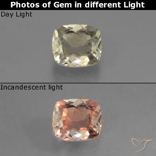 0.62ct طبيعي أصفر-ذهبى فاتح جدا دياسبور متغير اللون, وسادة, VVS