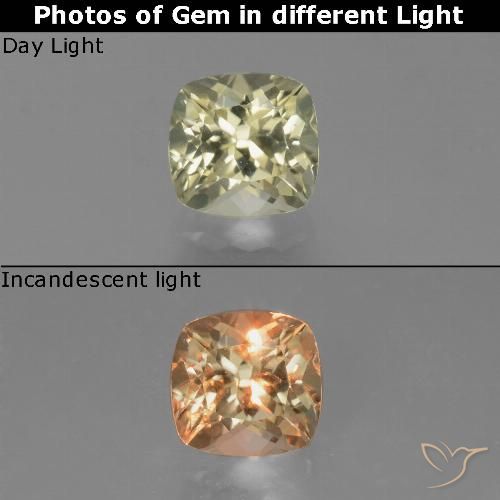 0.87ct طبيعي أصفر فاتح دياسبور متغير اللون, وسادة, VVS-VS