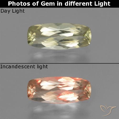 0.96ct طبيعي أصفر فاتح دياسبور متغير اللون, وسادة, VVS-VS