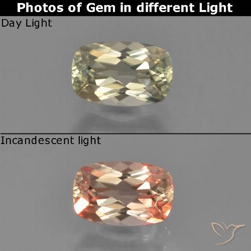0.91ct طبيعي أصفر فاتح دياسبور متغير اللون, وسادة, قليلا جدا