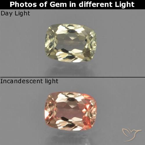 0.86ct طبيعي أصف فاتح جدا دياسبور متغير اللون, وسادة, قليلا جدا