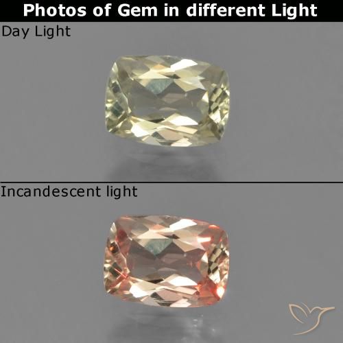 0.63ct طبيعي أصفر فاتح دياسبور متغير اللون, وسادة, VVS-VS