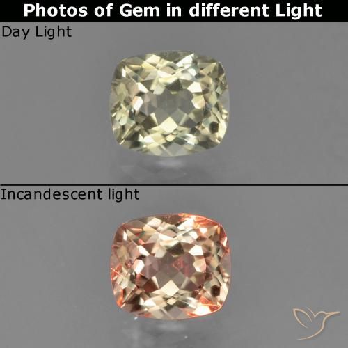 0.76ct طبيعي أصفر فاتح دياسبور متغير اللون, وسادة, VVS-VS