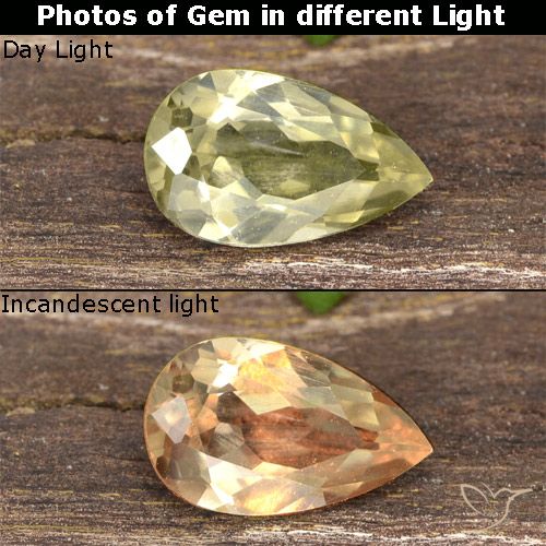 0.80ct طبيعي أصف فاتح جدا دياسبور متغير اللون, شكل الكمثرى, VVS-VS