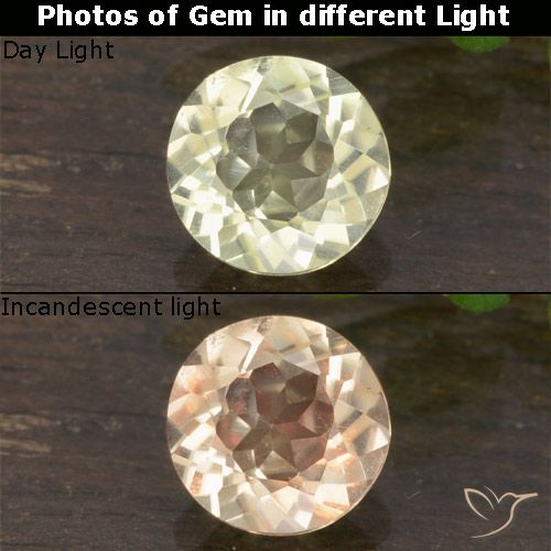 0.60ct طبيعي أصفر فاتح دياسبور متغير اللون, دائري, VVS-VS