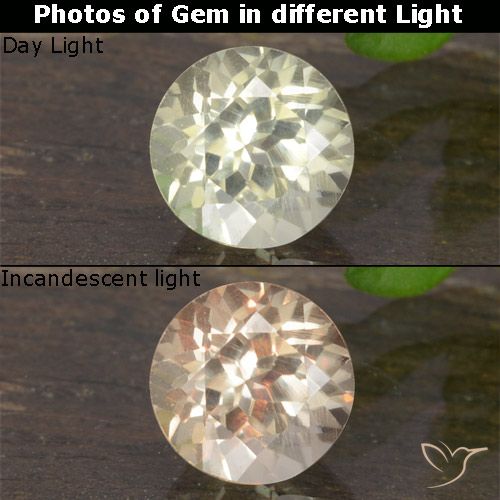 0.61ct طبيعي أصف فاتح جدا دياسبور متغير اللون, دائري, VVS-VS