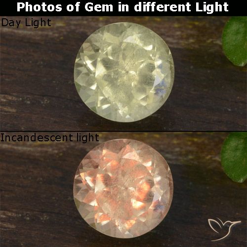 0.64ct طبيعي أصفر فاتح دياسبور متغير اللون, دائري, VVS-VS