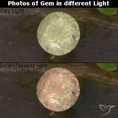 0.63ct طبيعي أصفر فاتح دياسبور متغير اللون, دائري, VS-SI