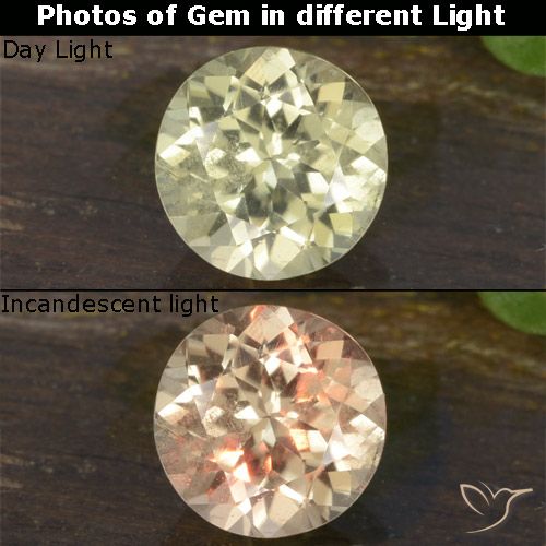 0.68ct طبيعي أصفر فاتح دياسبور متغير اللون, دائري, قليلا جدا