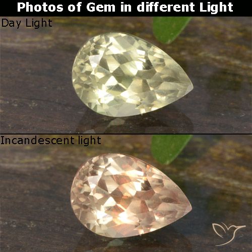 0.69ct طبيعي أصفر فاتح دياسبور متغير اللون, شكل الكمثرى, VVS-VS