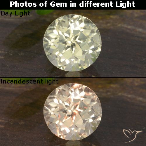 0.70ct طبيعي أصفر باهت دياسبور متغير اللون, دائري, VVS-VS