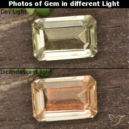 0.72ct طبيعي أصفر فاتح دياسبور متغير اللون, قص الزمرد, VVS-VS