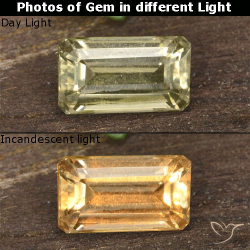 0.87ct طبيعي أصفر فاتح دياسبور متغير اللون, قص الزمرد, VVS-VS