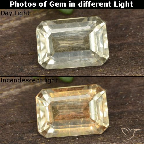0.73ct طبيعي أصفر فاتح دياسبور متغير اللون, قص الزمرد, VVS-VS