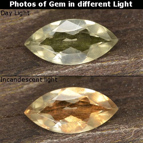 0.78ct طبيعي أصفر فاتح دياسبور متغير اللون, ماركيز, VVS-VS