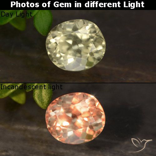 0.80ct طبيعي أصفر باهت جدا دياسبور متغير اللون, بيضوي, VVS-VS