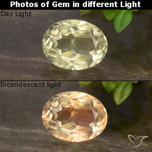 0.84ct طبيعي أصفر باهت جدا دياسبور متغير اللون, بيضوي, VVS-VS