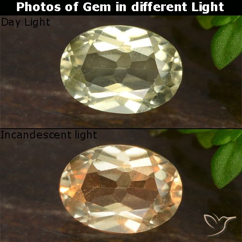 0.65ct طبيعي أصفر فاتح دياسبور متغير اللون, بيضوي, VVS-VS