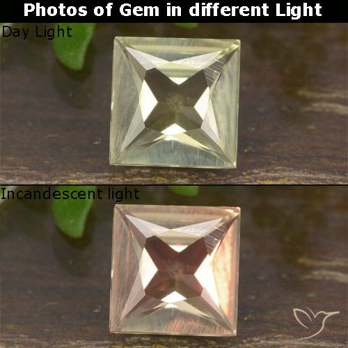 0.66ct طبيعي أصف فاتح جدا دياسبور متغير اللون, مربع, VVS-VS