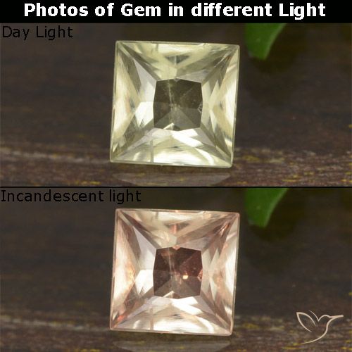 0.50ct طبيعي أصفر فاتح دياسبور متغير اللون, مربع, قليلا جدا