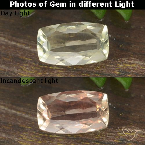 0.71ct طبيعي أصفر فاتح دياسبور متغير اللون, وسادة, VVS-VS