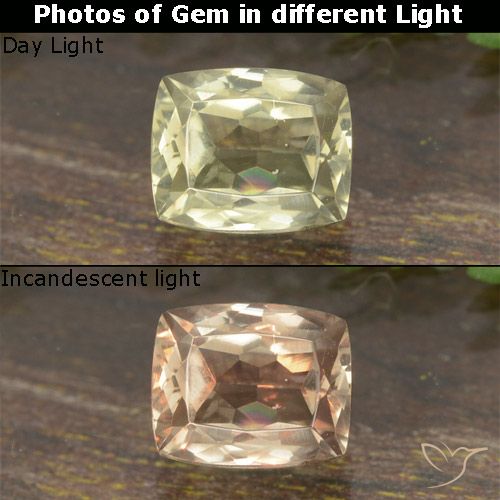 0.83ct طبيعي أصفر فاتح دياسبور متغير اللون, وسادة, VVS-VS