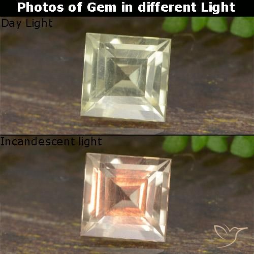 0.59ct طبيعي أصفر باهت دياسبور متغير اللون, مربع, VVS-VS