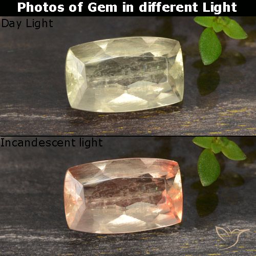 0.78ct طبيعي أصف فاتح جدا دياسبور متغير اللون, وسادة, VS-SI