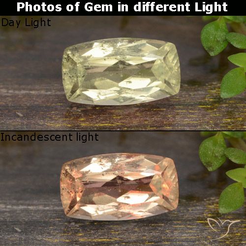 0.96ct طبيعي أصفر باهت جدا دياسبور متغير اللون, وسادة, VVS-VS
