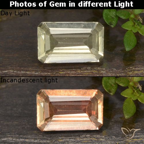 0.82ct طبيعي أصفر باهت دياسبور متغير اللون, قص الزمرد, قليلا جدا
