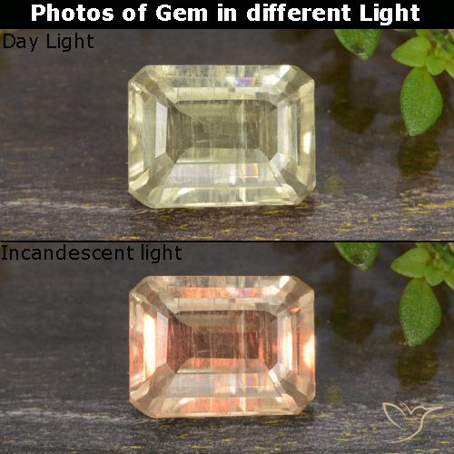 0.85ct طبيعي أصف فاتح جدا دياسبور متغير اللون, قص الزمرد, قليلا جدا