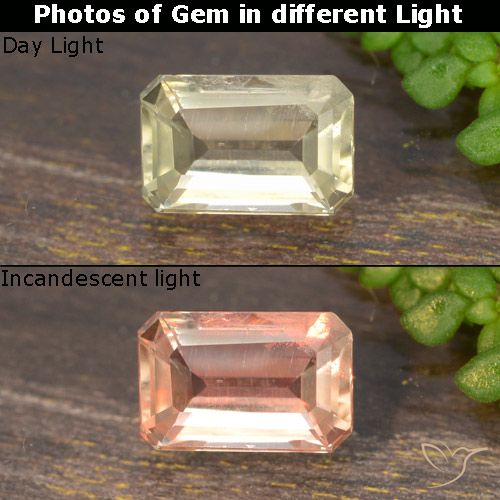 0.69ct طبيعي أصفر فاتح دياسبور متغير اللون, قص الزمرد, قليلا جدا
