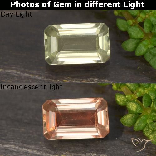 0.66ct طبيعي أصفر ذهبى فاتح دياسبور متغير اللون, قص الزمرد, VVS-VS