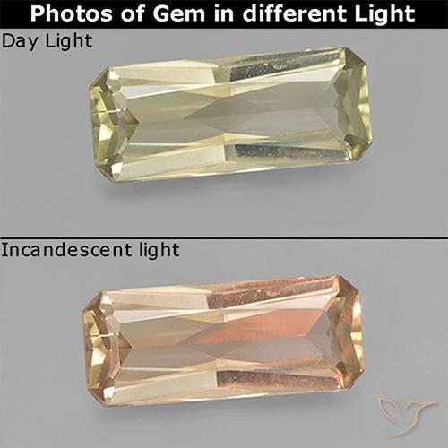 2.53ct طبيعي أصفر فاتح دياسبور متغير اللون, قص الزمرد, VVS-VS